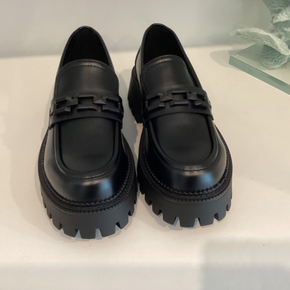 Steve Madden Women's Loafer Chunky Platform Black Leather All Sizes - Picture 7 of 12